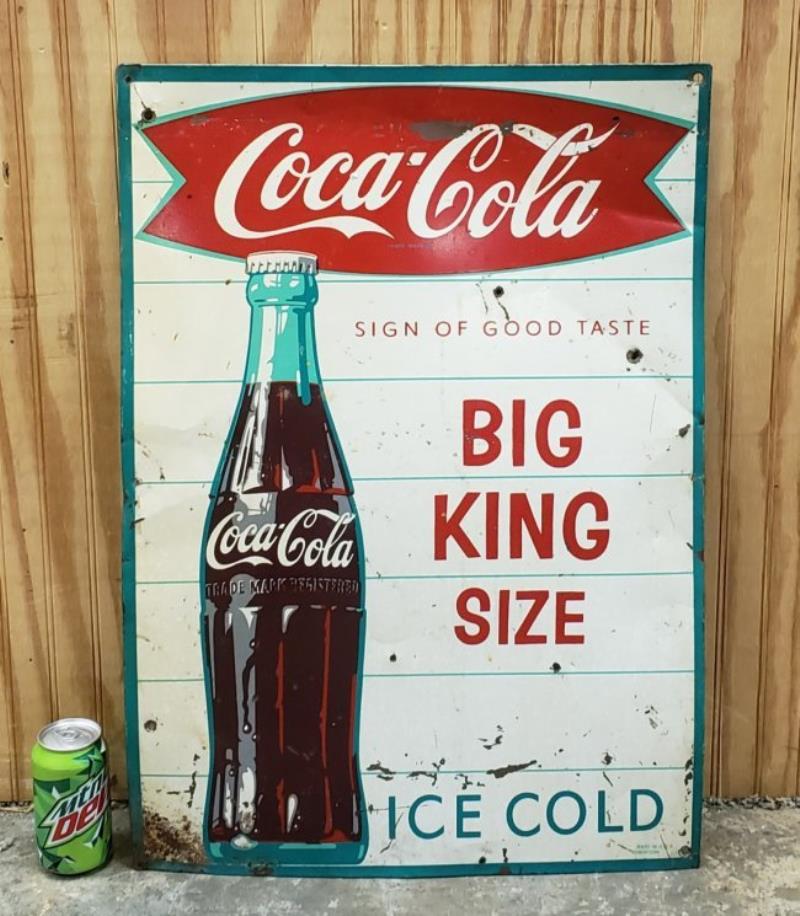 Coca Cola Big King Size Fishtail Tin Sign