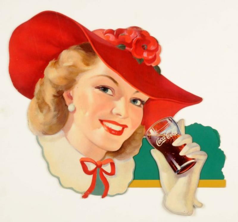 Diecut Coca-Cola Cardboard Advertising Sign.