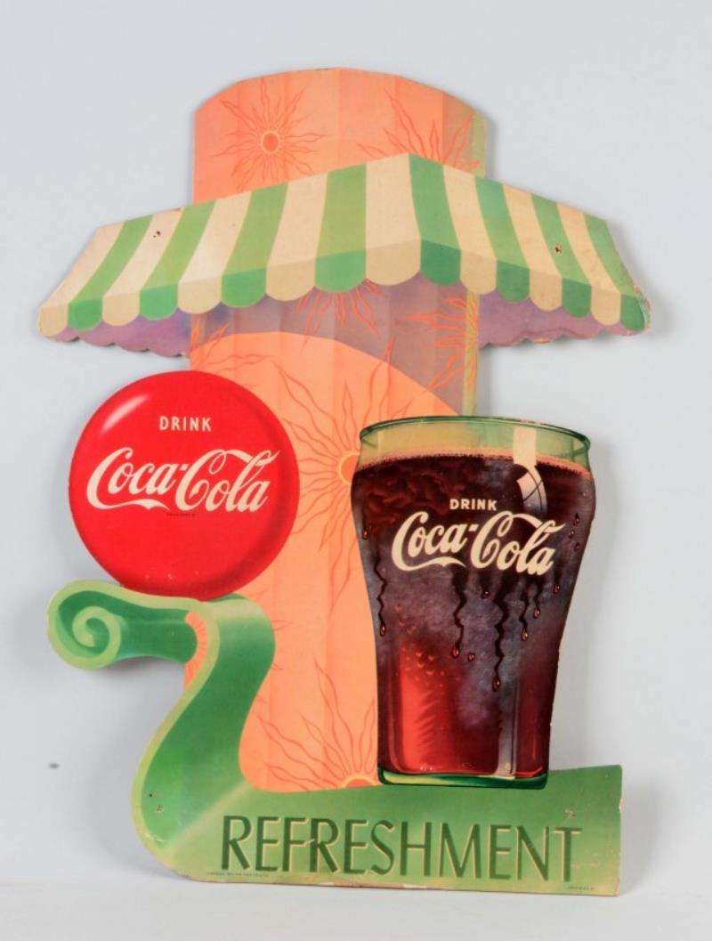 1951 Cardboard Coca - Cola Refreshment Sign.