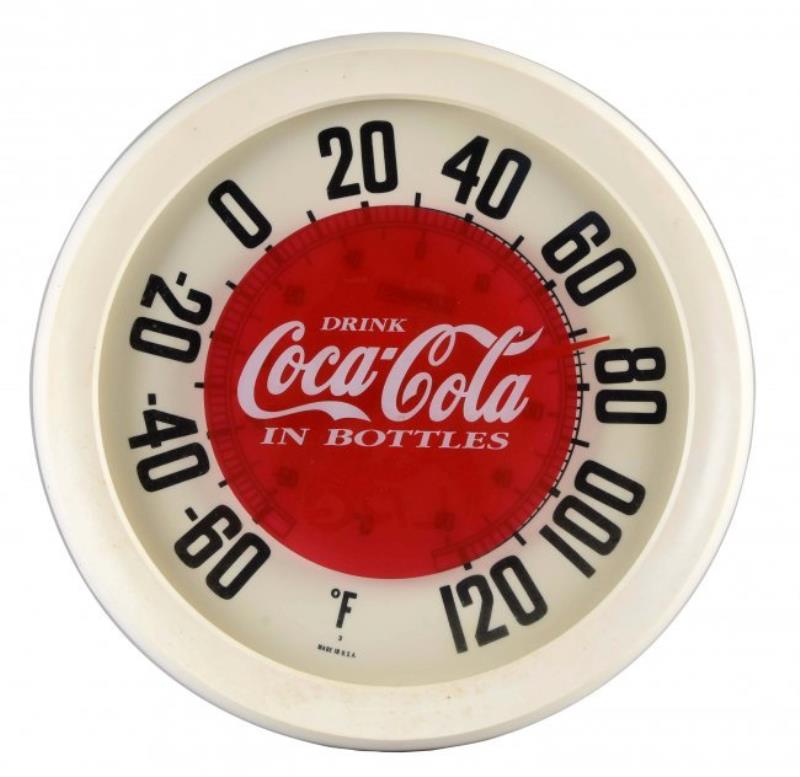 Coca-Cola Glass Faced Thermometer.