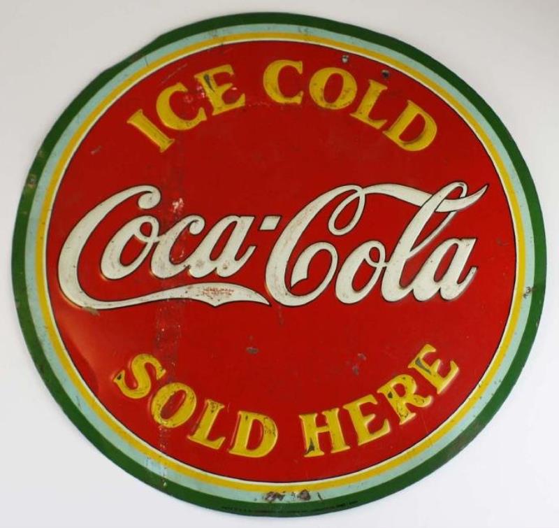 1934 Coca - Cola Embossed Tin Sign Value & Price Guide