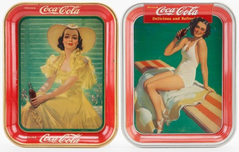 Two Vintage Coca-Cola Advertising Trays. Atlanta,