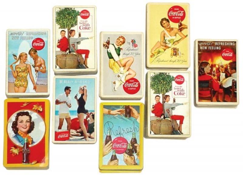 Coca-Cola playing cards, 9 decks, 1943, (2) 1956,