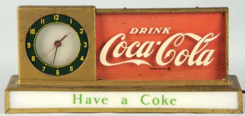 1950's Coca-Cola Counertop Lighted Clock/Sign.