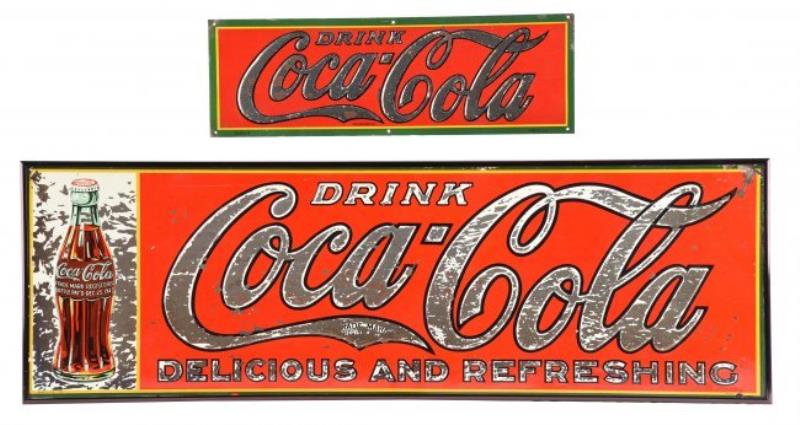 COCA COLA TIN ADVERTISING SIGNS.