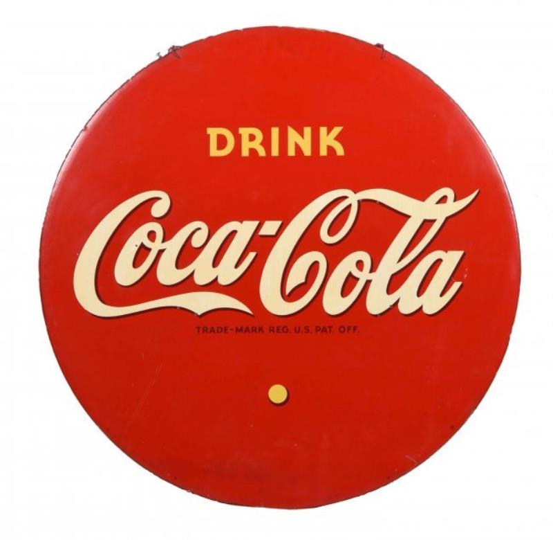 1940's Coca - Cola Masonite Sign.