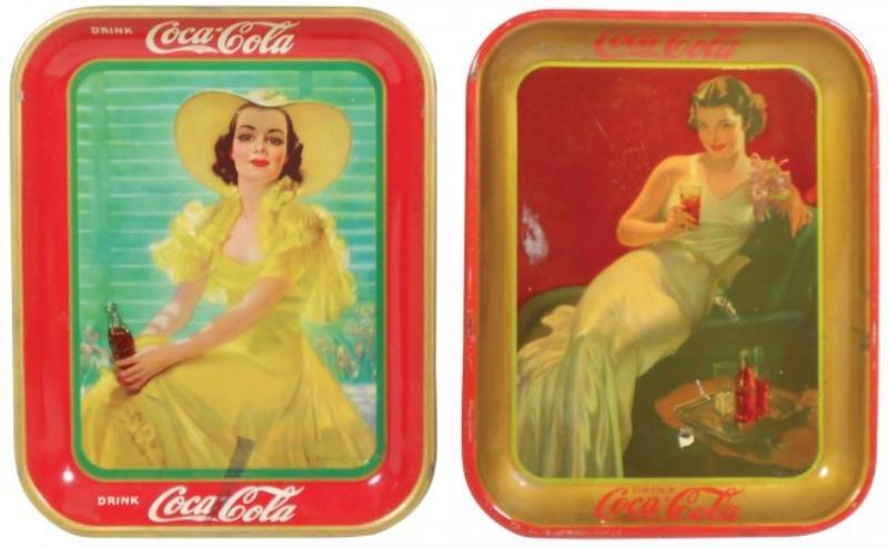 Coca-Cola serving trays (2), c.1936 & 1938, American