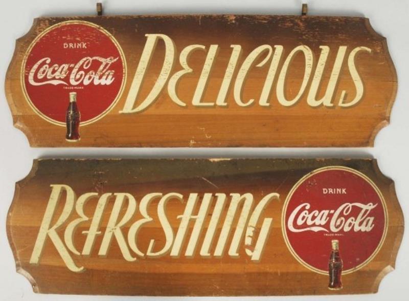 1940s Coca-Cola Wooden Sign Pair.