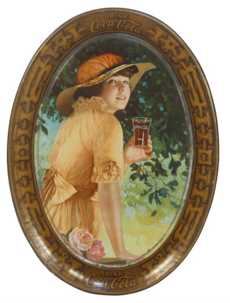 Coca-Cola tip tray, Elaine, c.1916, Exc cond, 6.2