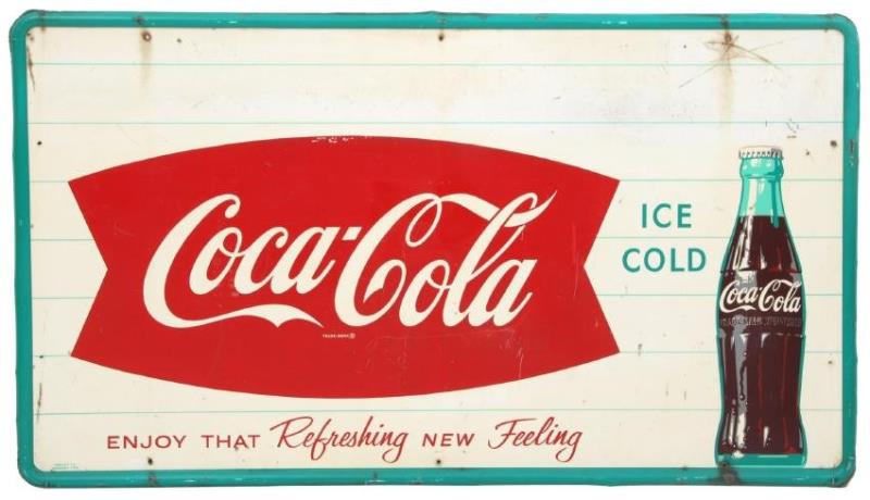 Coca-Cola Fishtail Self Framed Tin Sign