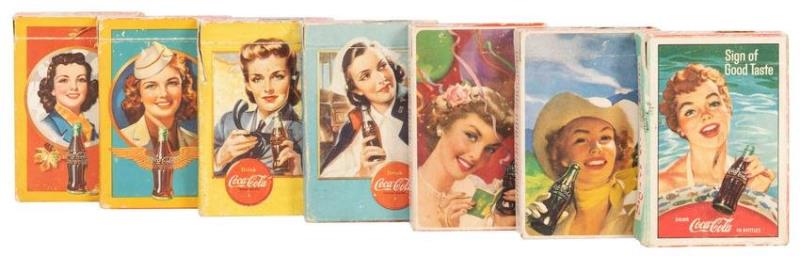 Coca-Cola Playing Cards. Seven 1940s/50s Decks.
