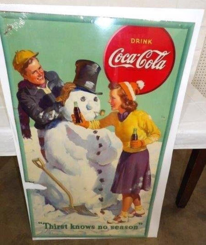 1940s Coca-Cola "Thirst knows no season" cardboard