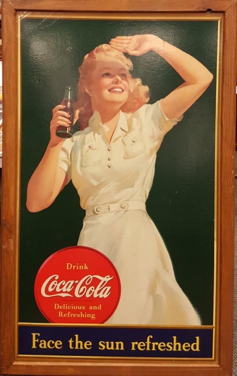 1941 Coca Cola Cardboard Face The Sun Refreshed Sign