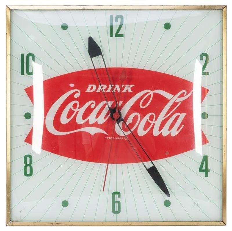 Coca-Cola Clock Square Bubble Glass Clock.