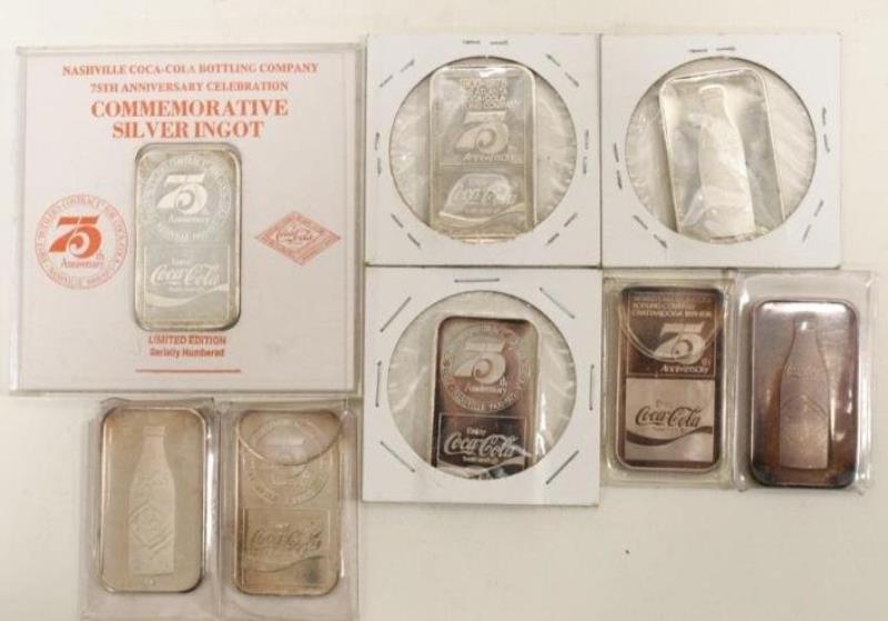 (8) Coca-Cola 75th Anniverary .999 Silver Bars