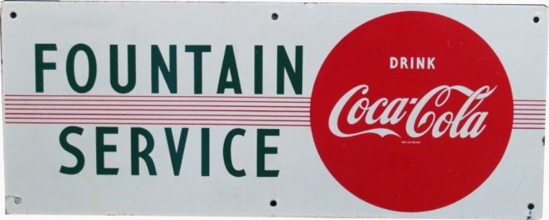 Drink Coca Cola Fountain Service Porcelain Sign