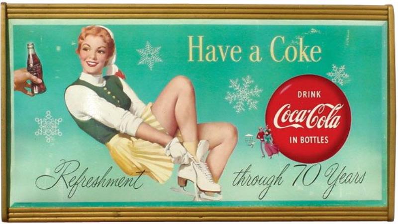 Coca-Cola cdbd. sign in original gold wood frame,