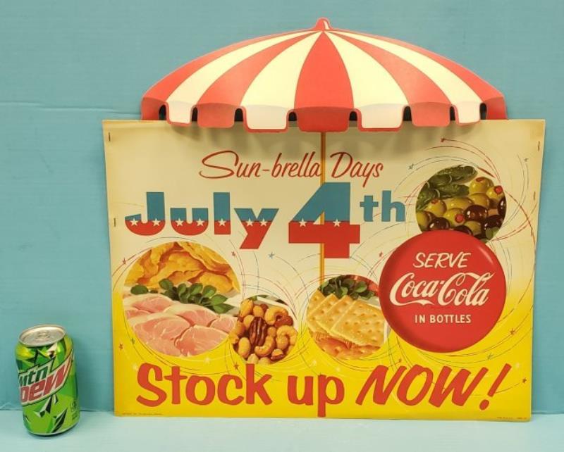 RARE 1957 NOS Serve Coca Cola Sun-Brella Days Sign