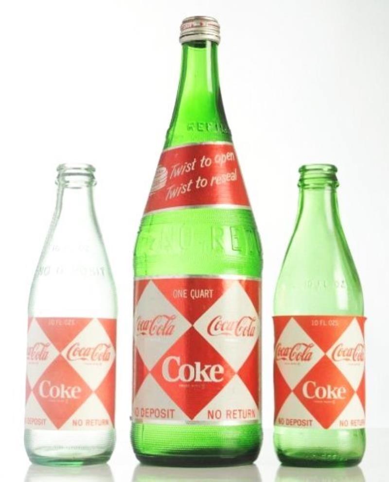 Coca-Cola Diamond Label Green Bottles.