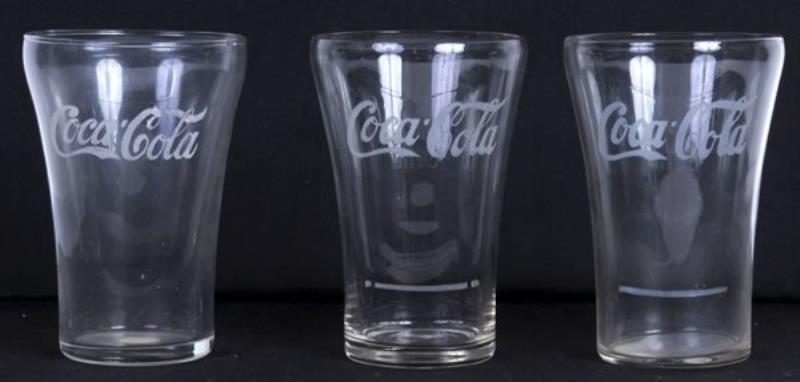 3 1920S COCA-COLA MODIFIED FLARE GLASSES