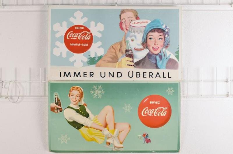 3 billboards for Coca-Cola, 1960s, cardboard colorful