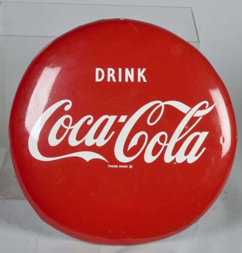 Drink Coca Cola Tin Button Advertising Sign