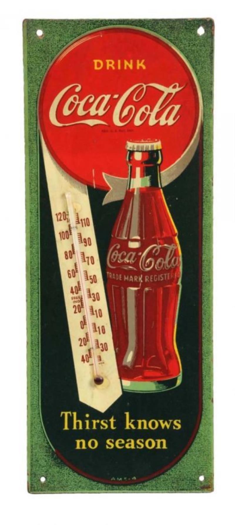 1940's Coca-Cola Masonite Thermometer