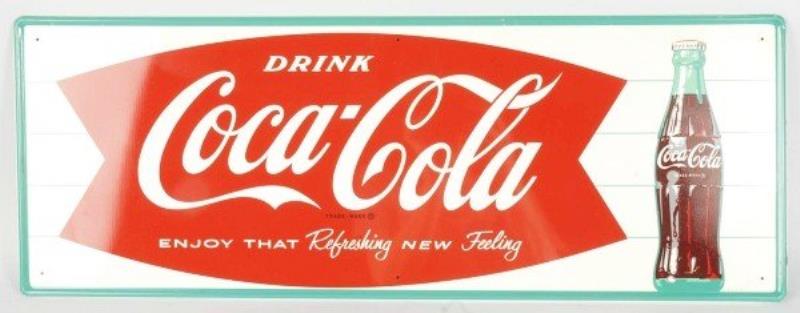 Tin Coca-Cola Fishtail Sign