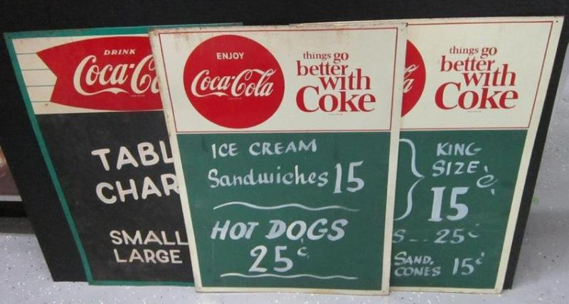3 Vintage Tin Coca-Cola Signs