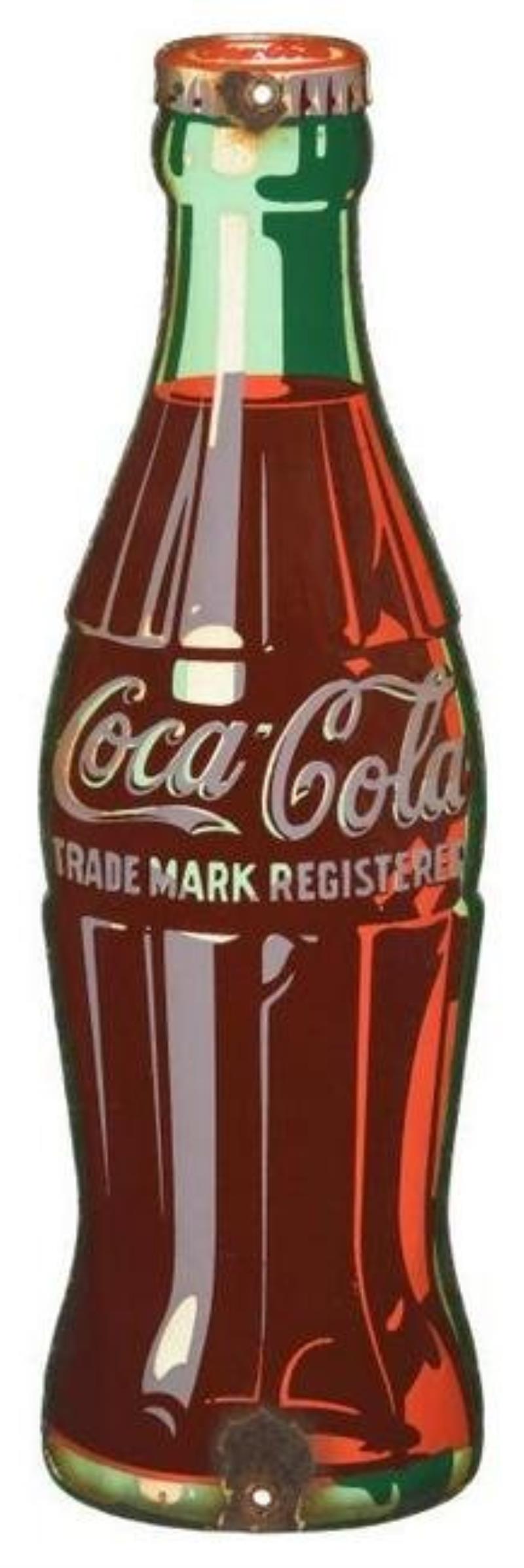 Die Cut Coca Cola Porcelain Bottle Sign