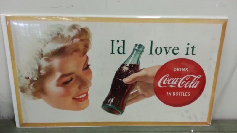 1953 Coca Cola I'd Love It cardboard sign
