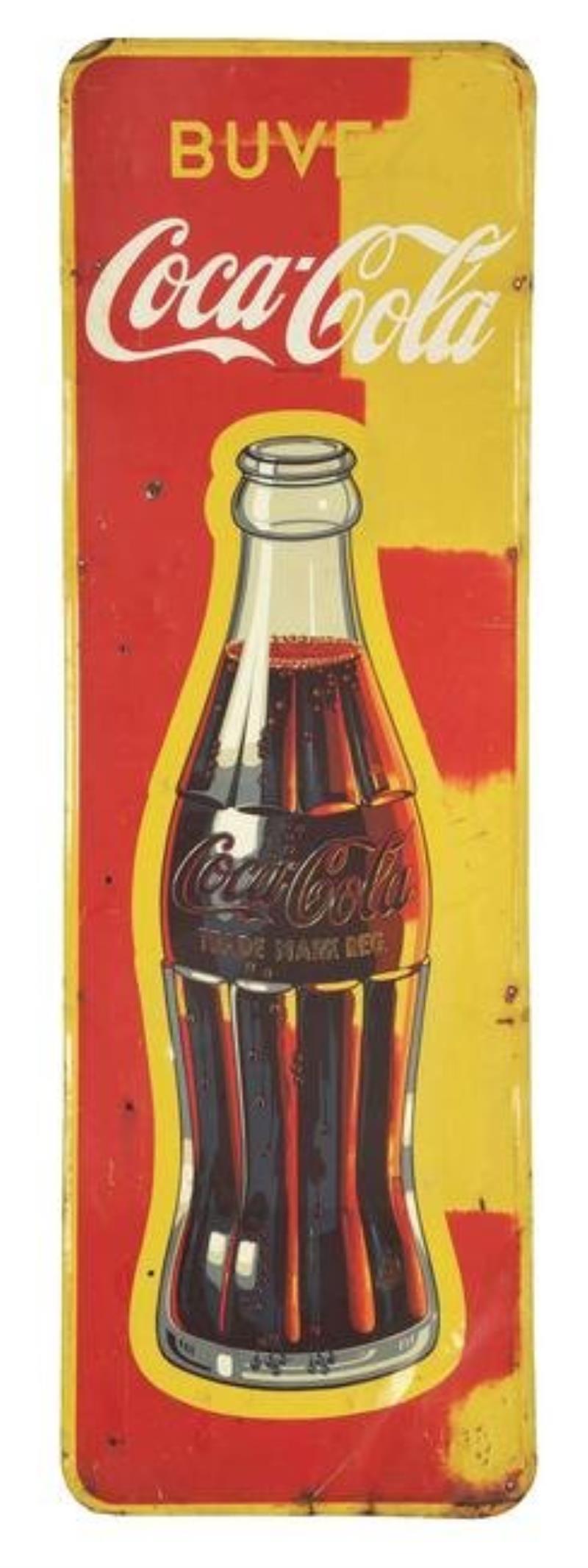 SELF FRAMED TIN COCA-COLA SIGN OF CANADIAN ORIGIN.