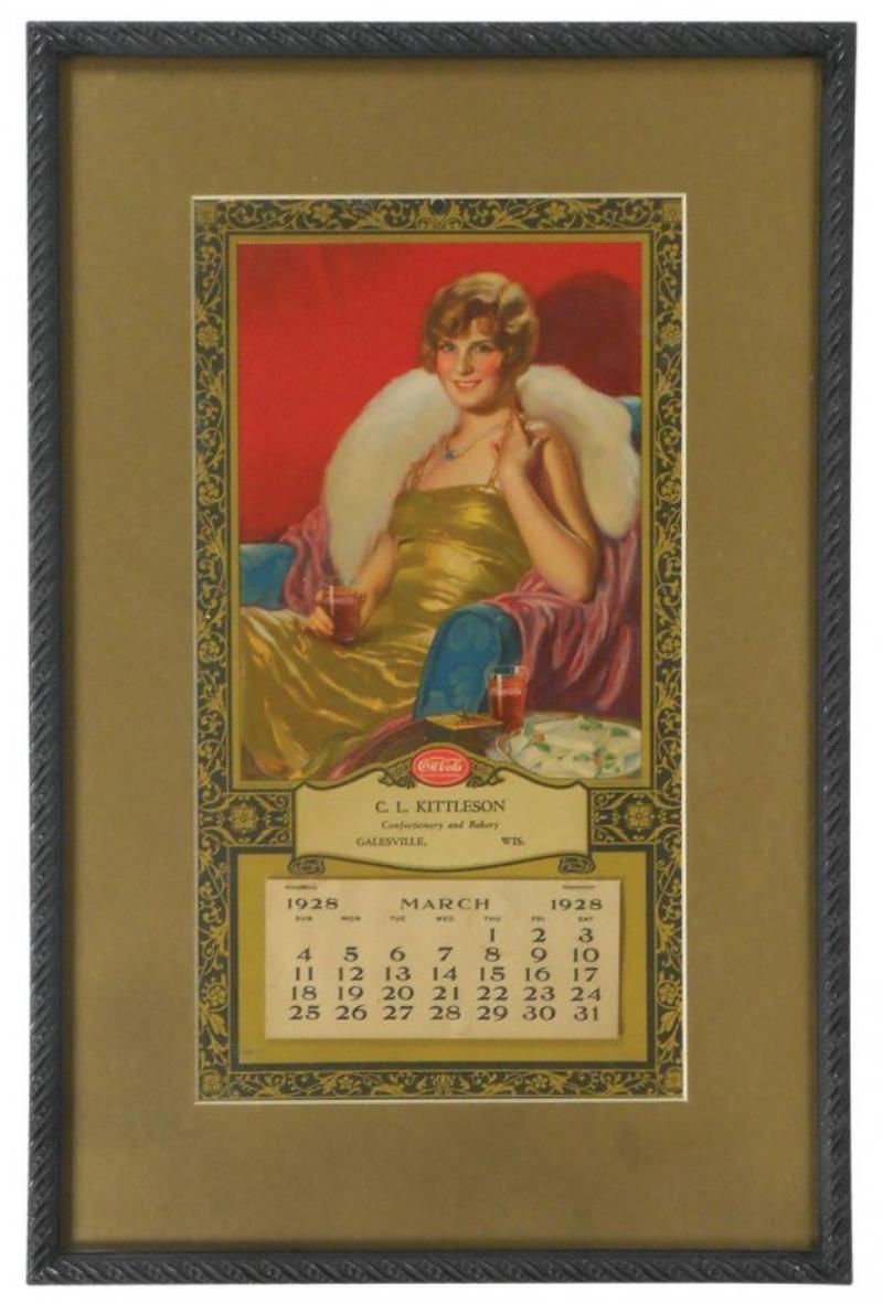 Coca-Cola calendar, c.1928, adv for C.L.