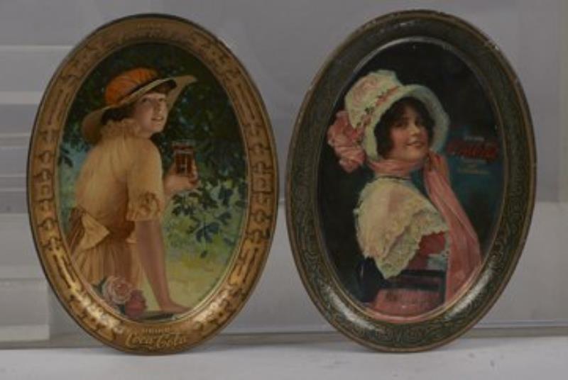 Lot Of 2 Coca Cola Tin Advertisement Tip Trays