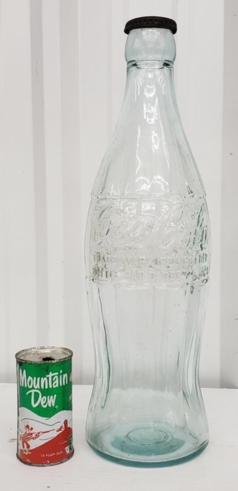 1930's Coca Cola large glass display bottle with cap