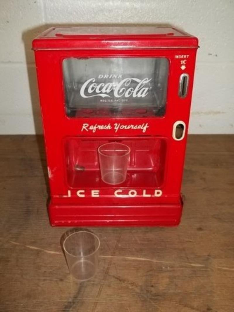 Rare Tin Toy Coca-Cola 1c Machine Line Mar Japan