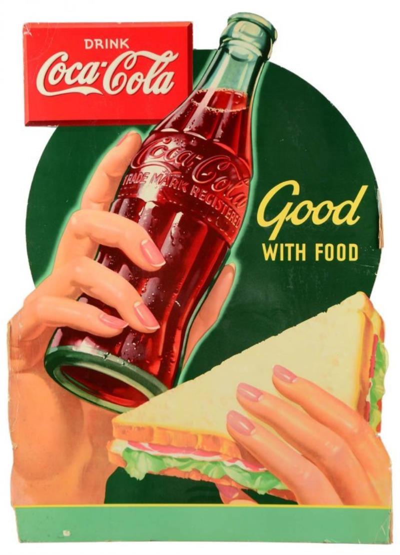 Large 1940's Coca-Cola Diecut Advertising Sign.