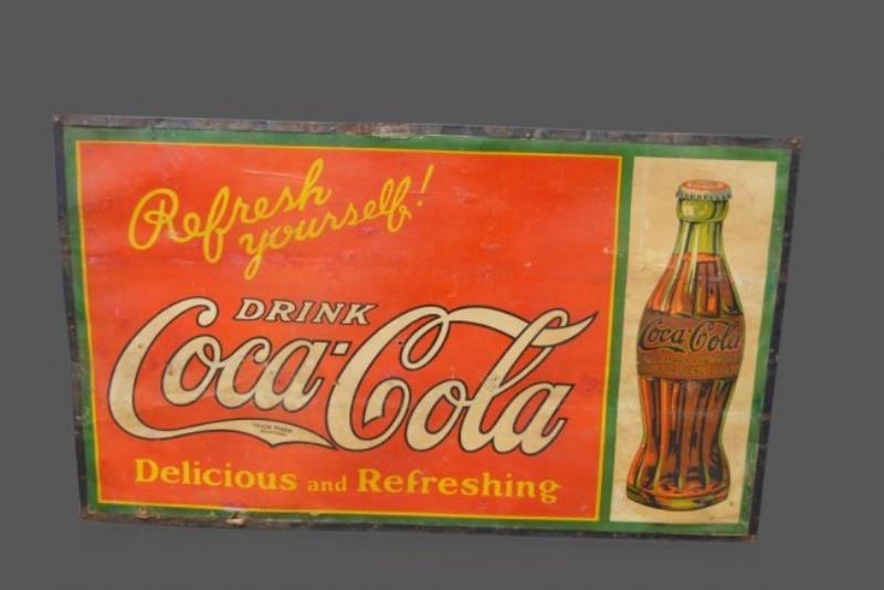 Coca-Cola Sign/ cardboard mounted on wood 36" x 60"
