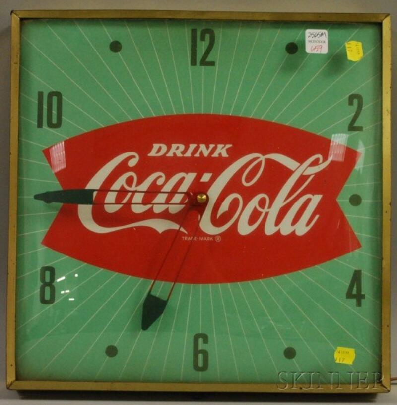 Coca-Cola Illuminated Wall Clock, 1960s.