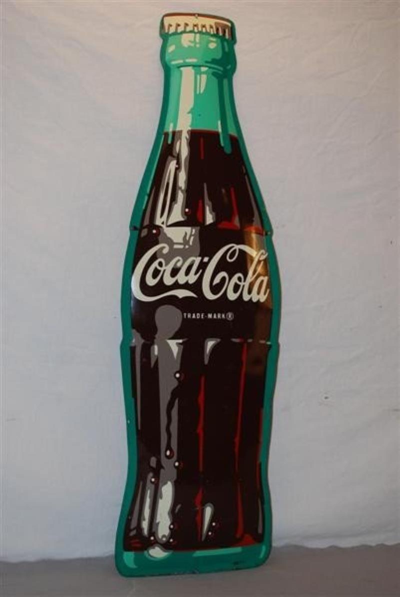 Coca-Cola diecut embossed metal bottle, 36x11 inch