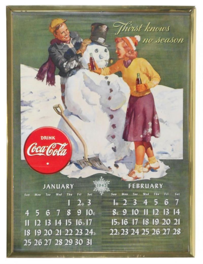 Coca-Cola calendar, c.1942, "Thirst knows no season,"