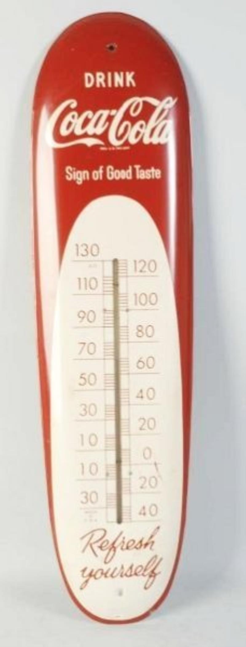 1950s Coca-Cola Tin Thermometer.
