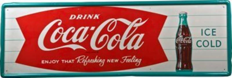 Drink Coca Cola Self-Framed Metal Advertising Sign.