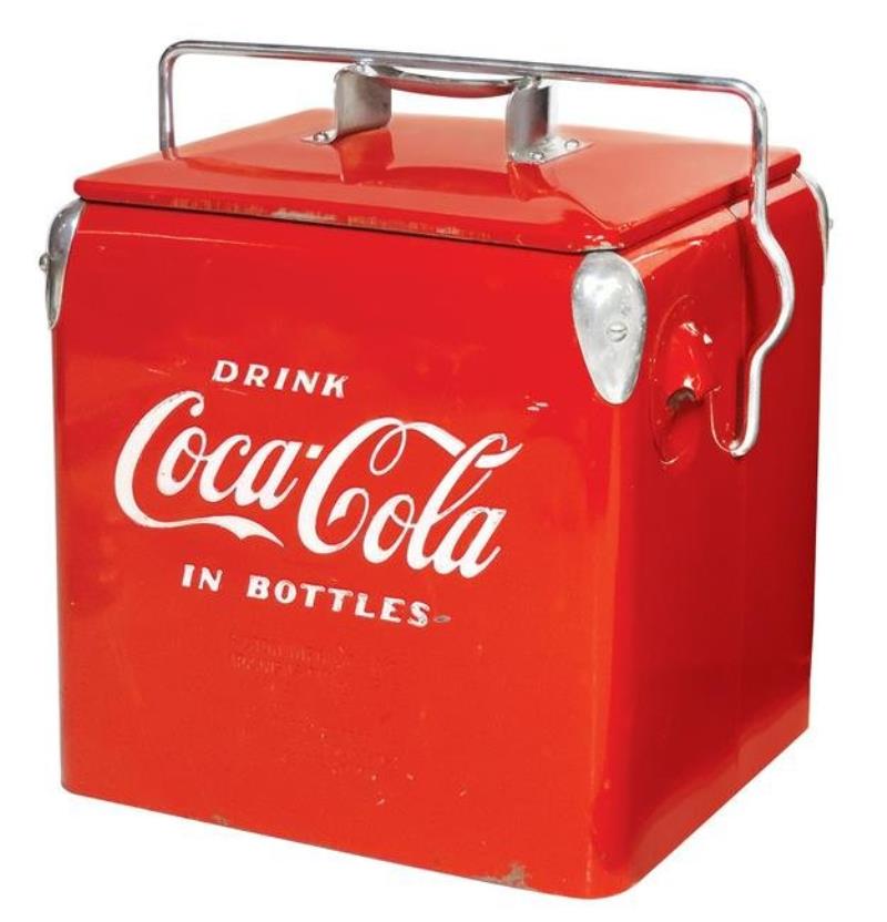 Coca-Cola Picnic Cooler, embossed tin & aluminum mfgd
