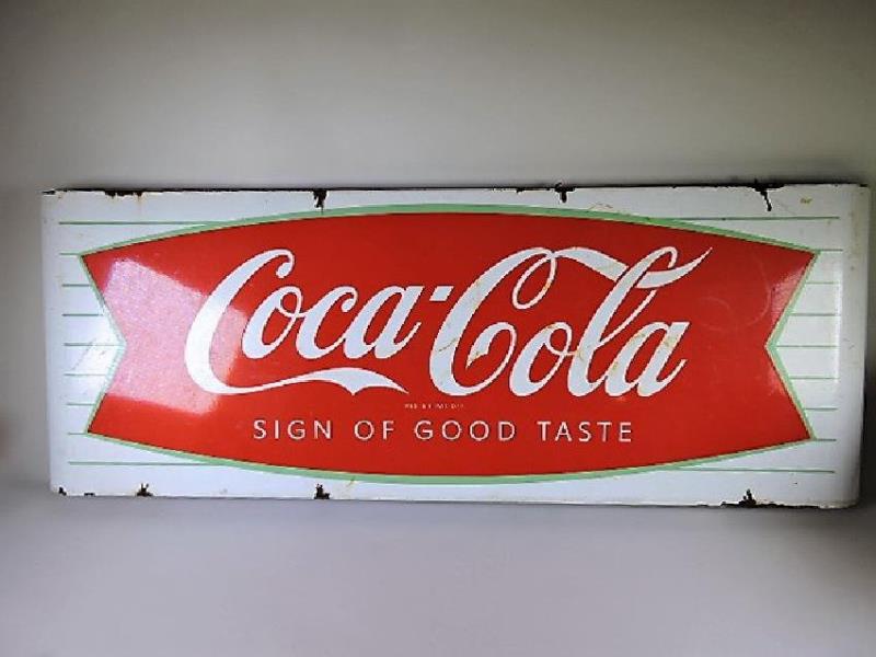 Coca Cola porcelain sign, some losses, 43 1/2" x 16"