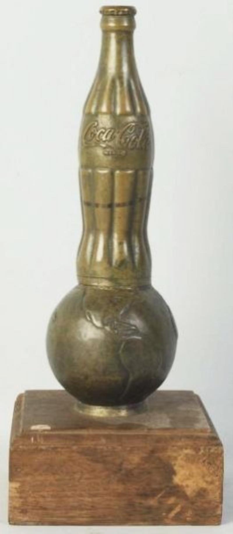 1940s-50s Coca-Cola Brass Bottle on Earth Award.