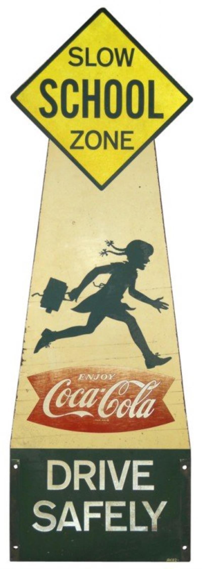Coca-Cola School Zone-Drive Safely 2-sided wood s