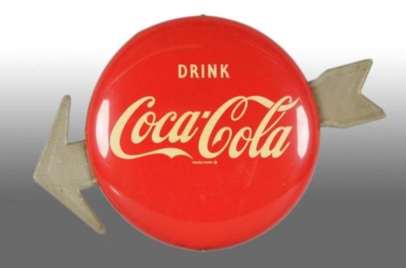 Tin Coca-Cola Button & Arrow.