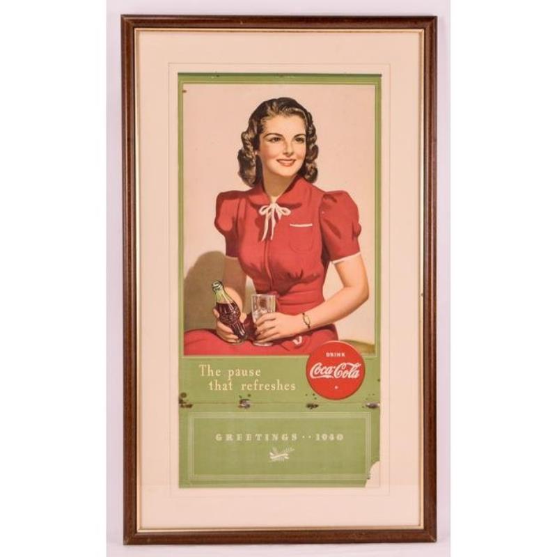 Vintage Coca-Cola Framed1940 Calendar