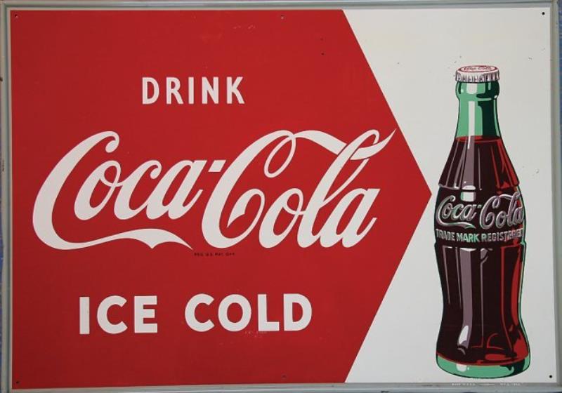 M.C.A.-1405 tin sign "Drink Coca Cola ice cold", c.